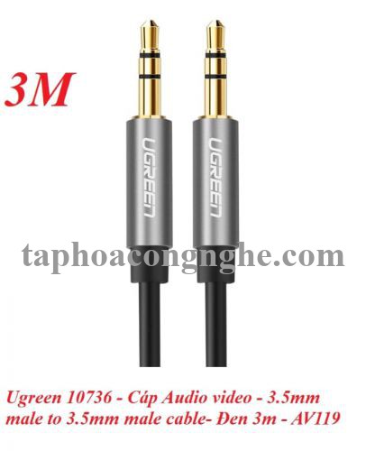 Ugreen 10736 3M màu Đen Cáp âm thanh 2 đầu 3.5mm dương dây tròn TPE cao cấp AV119 30010736
